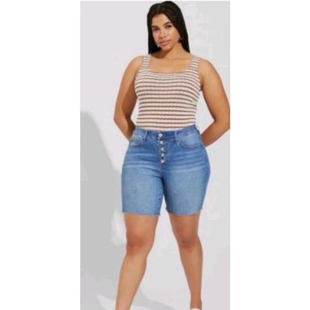 Torrid Size 4XL Brown‎ Multi Stripe Scoop Neck Tank Bodysuit Stretchy